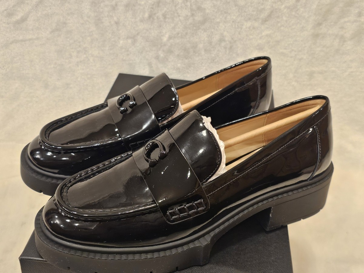 Coach Leah Black Patent Leather Loafer Women's Sz 8.5B CM752 90s