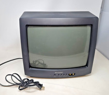 Sharp 13J-M100 13  Color CRT Television Black Tested Working Retro Gaming Works