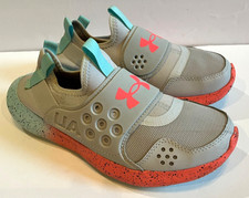 Under Armour Run Play Fade Slip On Running Shoes Gray Pink Blue - Girls 6Y