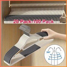 Durable Plastic Hangers Non Slip for Clothes Coat Heavy Duty 360  Swivel Hook US