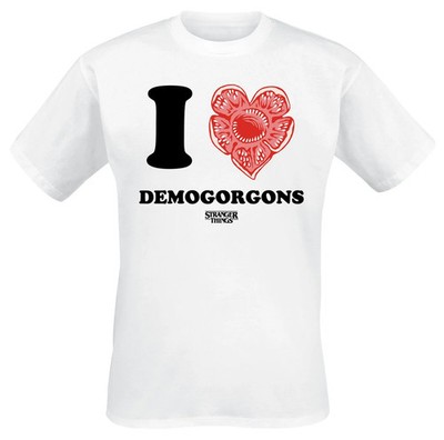 Stranger Things T-Shirt Unisex I Love Demogorgons weiß Fan-Merch, TV-Serien