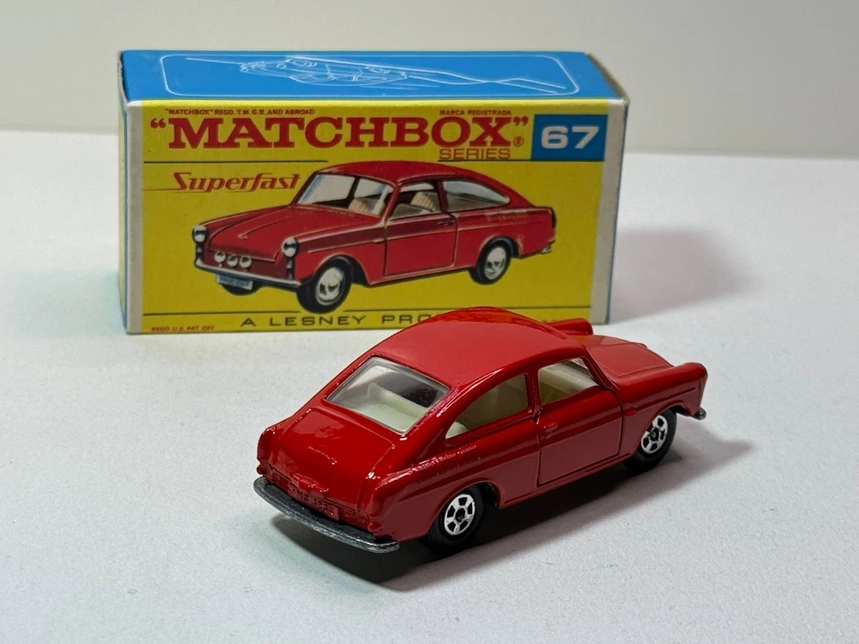 MATCHBOX LESNEY SUPERFAST SF 67 VOLKSWAGEN 1600TL RED w/ RED SCRIPT BOX RARE - Image 2 of 4
