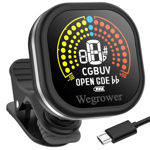 Wegrower Guitar Tuner Rechargeable, Clip On Tuner with LCD Color Display with...
