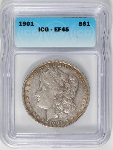 1901 Morgan Dollar Silver ICG XF-45