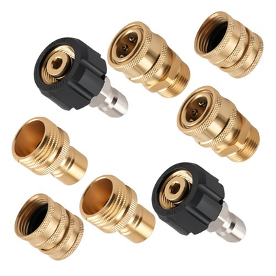 #ad 8PC Brass Quick Connect Adapter for Pressure Washer M22 14mm 3 8quot; 3 4quot; Kit $28.20