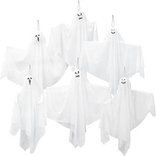 6 Pack Halloween Hanging Ghosts, 27.6 Inch Flying Ghost for Halloween Outdoor De