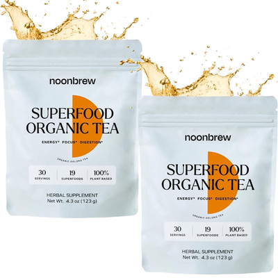 NoonBrew Oolong Mushroom Tea   Natural Energy, Focus & Mood Support, 60 Servings