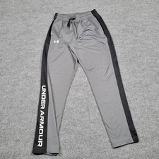 Under Armour Pants Women Medium Gray Black Athletic Track Joggers Logo Spell Out