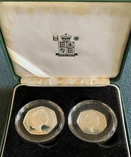 United Kingdom 1997 Silver Proof Fifty Pence 50p Two-Coin Set with COA