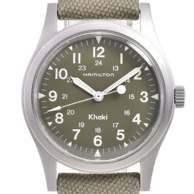 Hamilton 9415A Khaki Handaufzug Jungen Uhr Silber Gehäuse Lederband von Japa