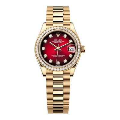 Rolex Datejust 31 278288RBR-0041 Diamond Bezel Red ombré Diamond Dial Yellow ...