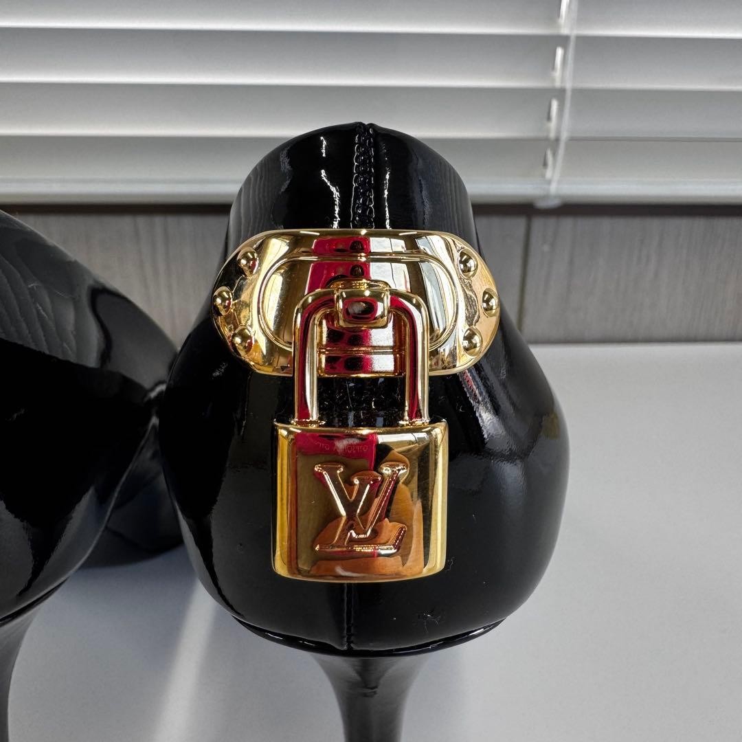 Louis Vuitton Women's Pumps Open-Toe Enamel Size:36/JP:23.5 Black 135488K Authen thumbnail 6