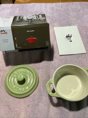 STAUB La Cocotte Mini Dutch Oven Stoneware, Light Green 0.25 Quart