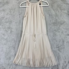 GUESS By Marciano Dress Womens XS Short Beige Pleated Halter Tie Back Drop Waist