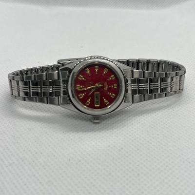 Orient Three Star NQ1X-Q0 Automatic Red Dial Day Date Watch Working