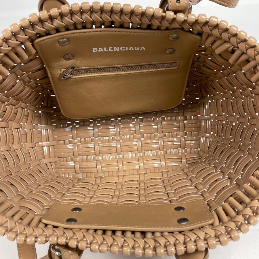 BALENCIAGA Bistro Basket XS 2-Way Shoulder Bag Patent Leather Beige #BS1856 thumbnail 6