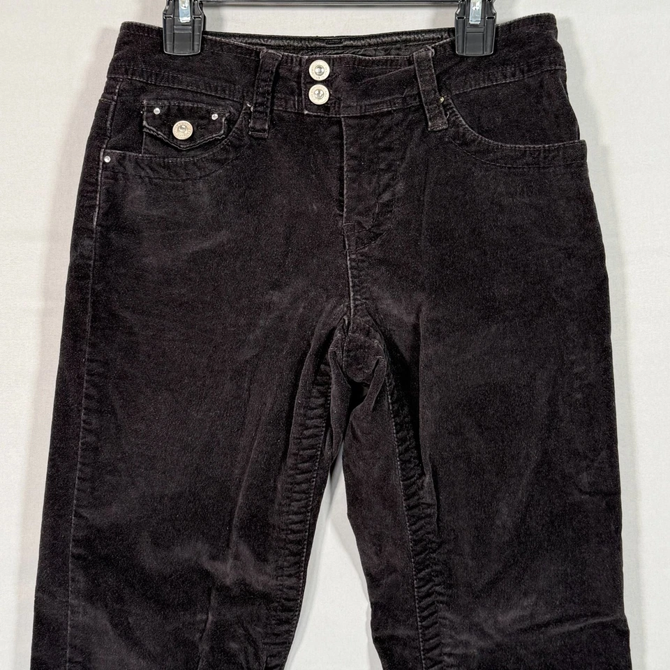 Limited Too Girl Y2K Black Corduroy Pants 12R Rhinestones Cool Snap Pockets - Image 2 of 4