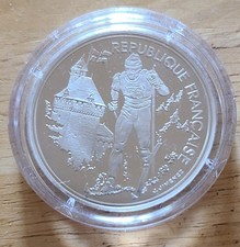 1992 FRANCE Albertville Olympics Cross County Skiing Silver Proof 100Fran Coin 