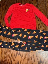 Boys XS 4/5 Cat  Jack Christmas Pizza 2 Piece Pajama Set Long Sleeve Holiday PJ