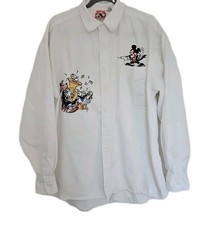VTG Disney Mickey Inc Donald Goofy Embroidered Button Down Shirt Men  s L