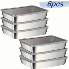6pcs Stainless Steel Food Storage Containers Leak-Proof Airtight Meal Prep Boxes