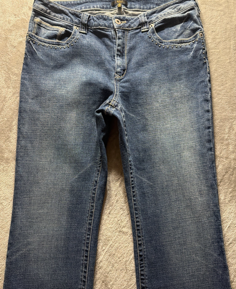 Reba Y2K Western Jeans Womens 12 Straight Leg Beaded Embroidered