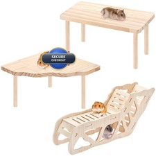 3-Piece Set Wooden Hamster Platform for Dwarf Syrian Hamsters Gerbils Mice