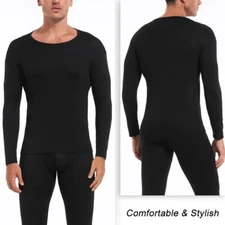 Men's Long Johns Thermal Underwear Fleece Lined Base Layer Suit Tops And Bottom 
