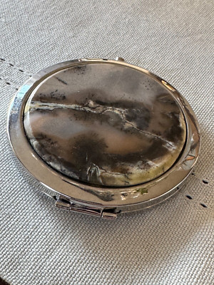 Vintage Compact Vanity Mirror with Natural Stone.
