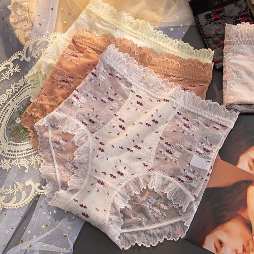 1/5 Packs Lot Womens High Waist Briefs Underwear Lace See Through Sheer Panties - Picture 7 of 23