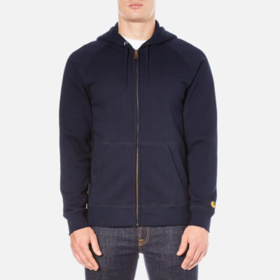 Carhartt Wip Chase Hoodie 13oz Sweatshirt Jumper Navy Blue Gold
