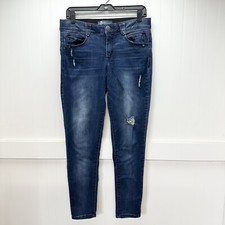 Democracy Jeans 8 Ab Solution Skinny Blue Stretch Denim Distressed Tummy Control