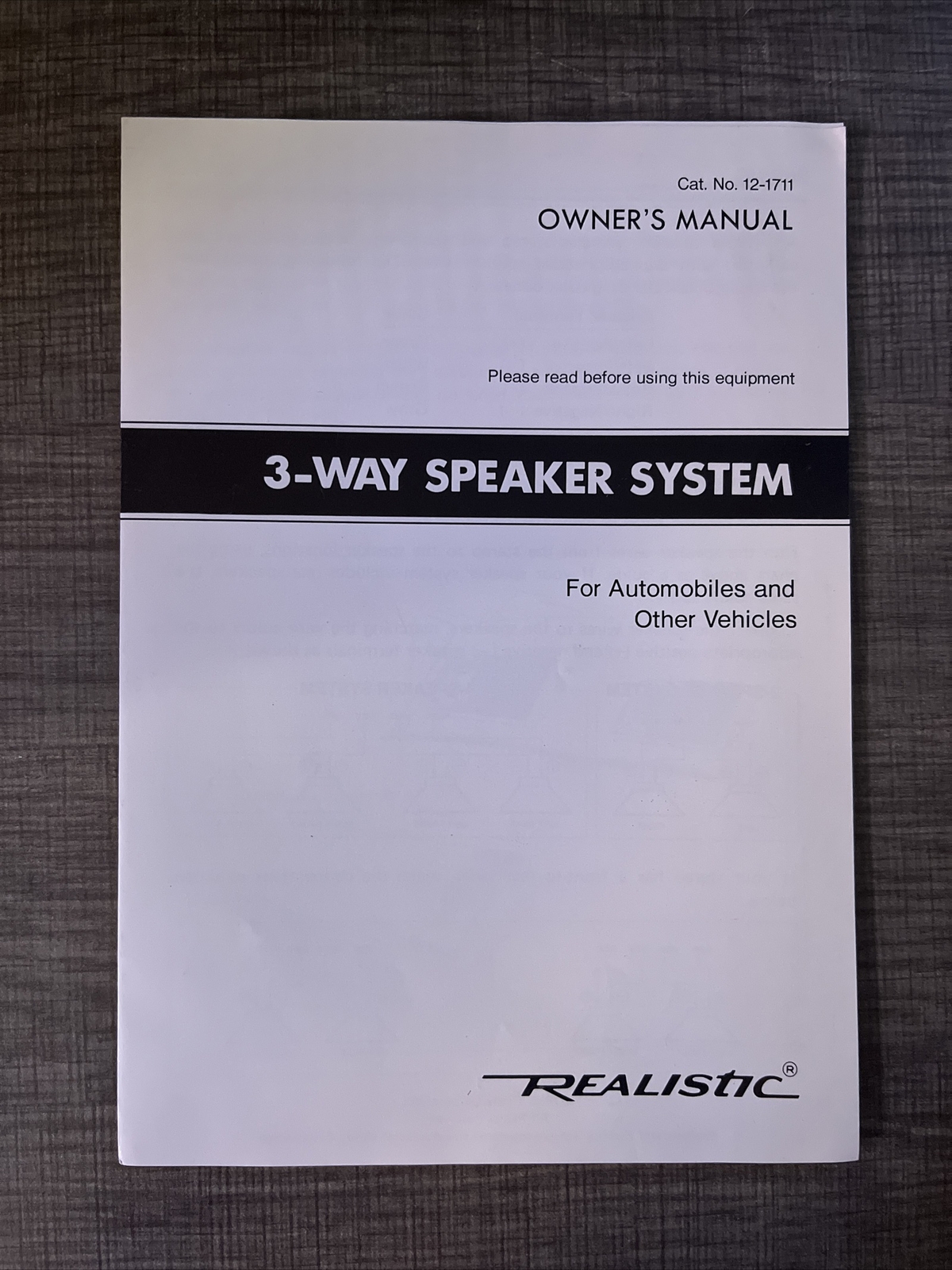 Realistic Manual 3-Way Speaker System Instructions [M1]