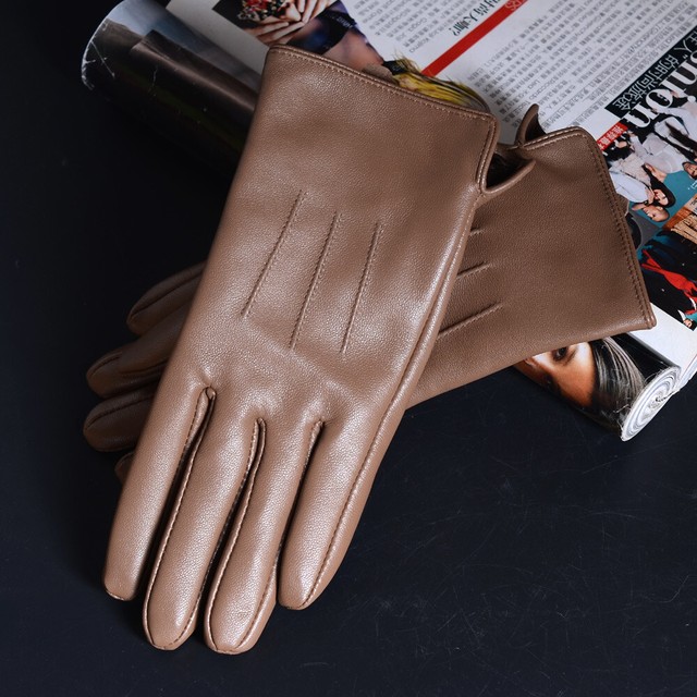 Ladies Nine West Dark Brown Genuine Leather Gloves Size L Norstroms