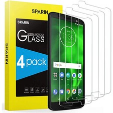 SPARIN 4 Pack Tempered Glass Screen Protector For Motorola G6, 5.7 inch - NEW