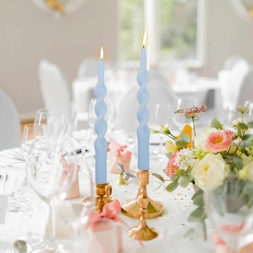 Taper Dinner Candles Sticks Dripless Unscented Spiral Candle Candlesticks Decor - Picture 28 of 38