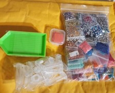 Package Of Extra Diamond Painting Supplies -5oz Diamonds Wax Trays Tubes