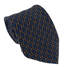 Barneys New York Men's Silk Neck Tie Necktie Gold Blue Gouda Made In Italy