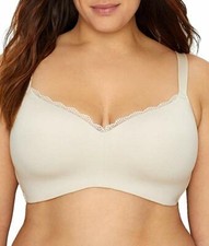 CURVY COUTURE 1266 COTTON LUXE PADDED WIRE FREE UPLIFT BRA IN NATURAL SIZE 44DD
