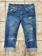 Women’s Juniors Vigoss Cropped Cuffed Jeans Size 5 Medium Wash
