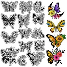 Clear Stamps BUTTERFLY Butterflies Moth Flowers Rubber Stamping Card Making