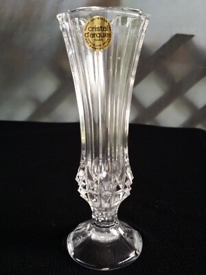 French Lead Cristal D'Arques Bud Vase Bonneval Pattern Clear Crystal 6.75'' Tall