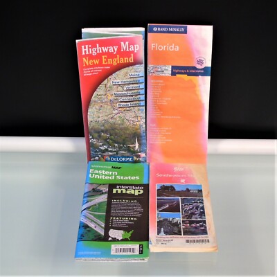 Maps Highways FL New England Eastern States Universal DeLorme Rand McNally AAA