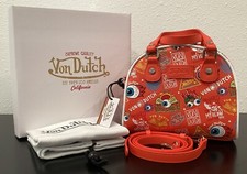 Von Dutch Bowling Crossbody Hand Bag Jax Orange Detachable Strap Small New