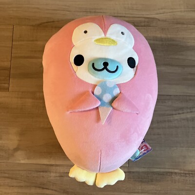 San-x Mamegoma Siro- Goma Mochi Pink Penguin Aquarium Plush Suit 14  NWT
