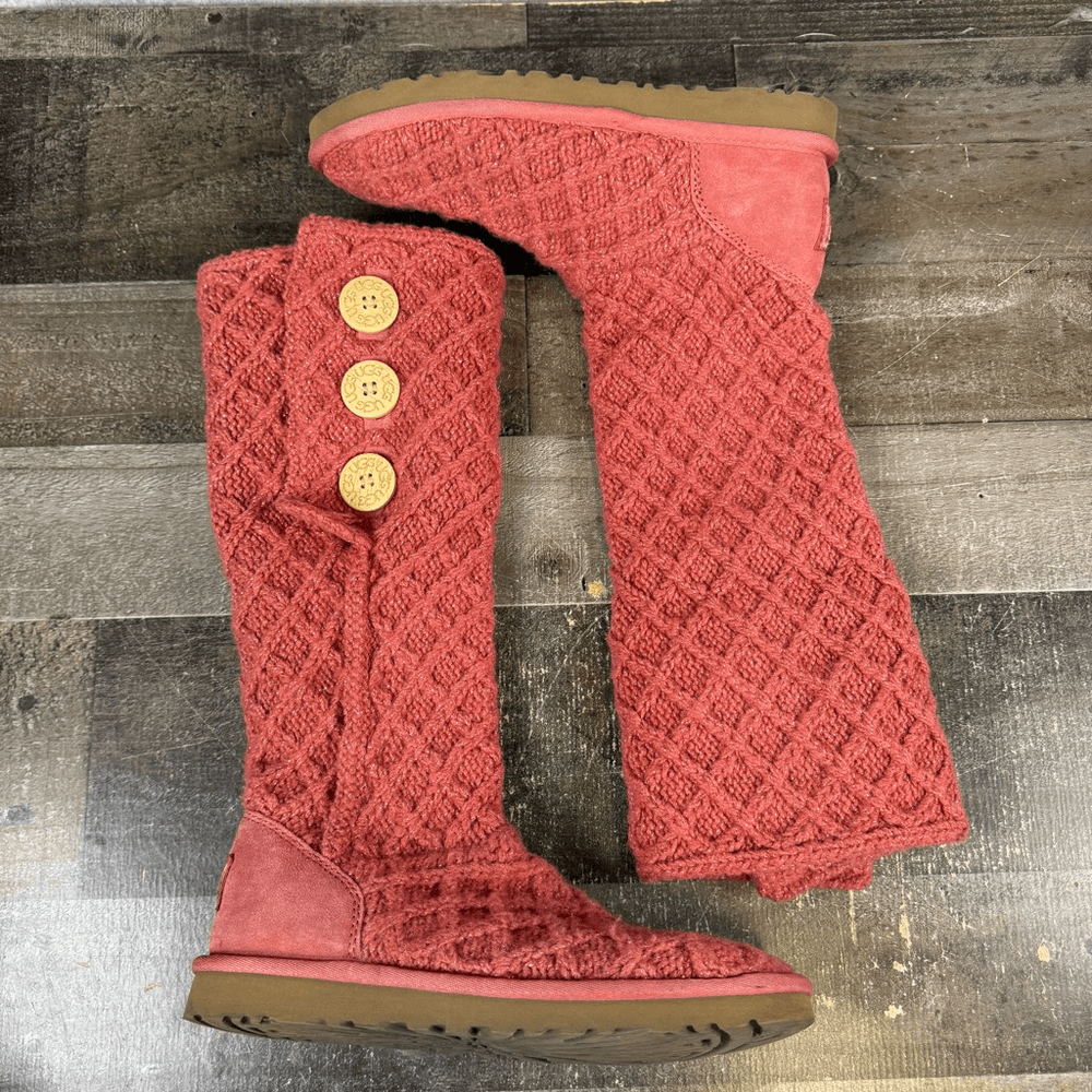 UGG australia womens 7 cardi lattice knit Winter Fall Boots pink