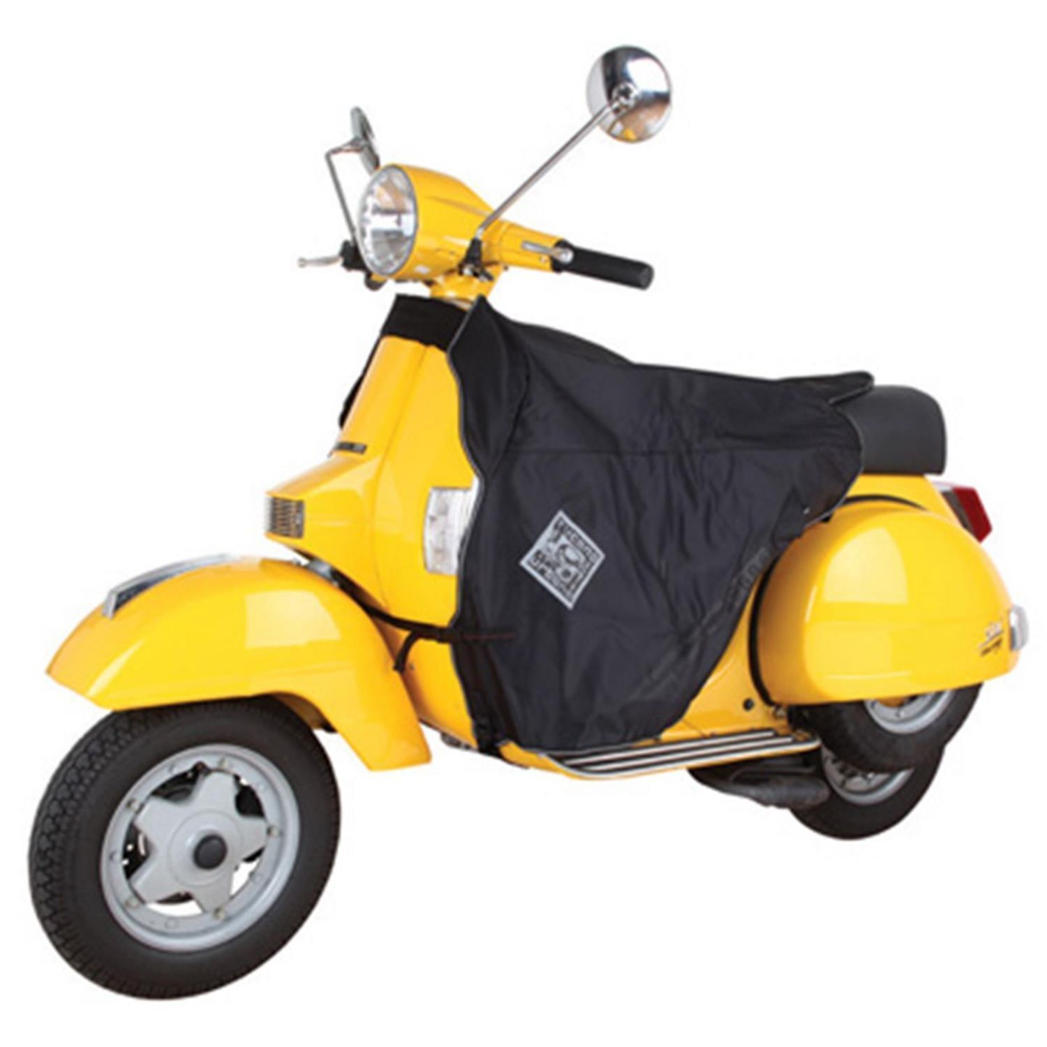 Tablier couvre jambe Tucano noir pour affronter la pluie en Sym Fiddle 50