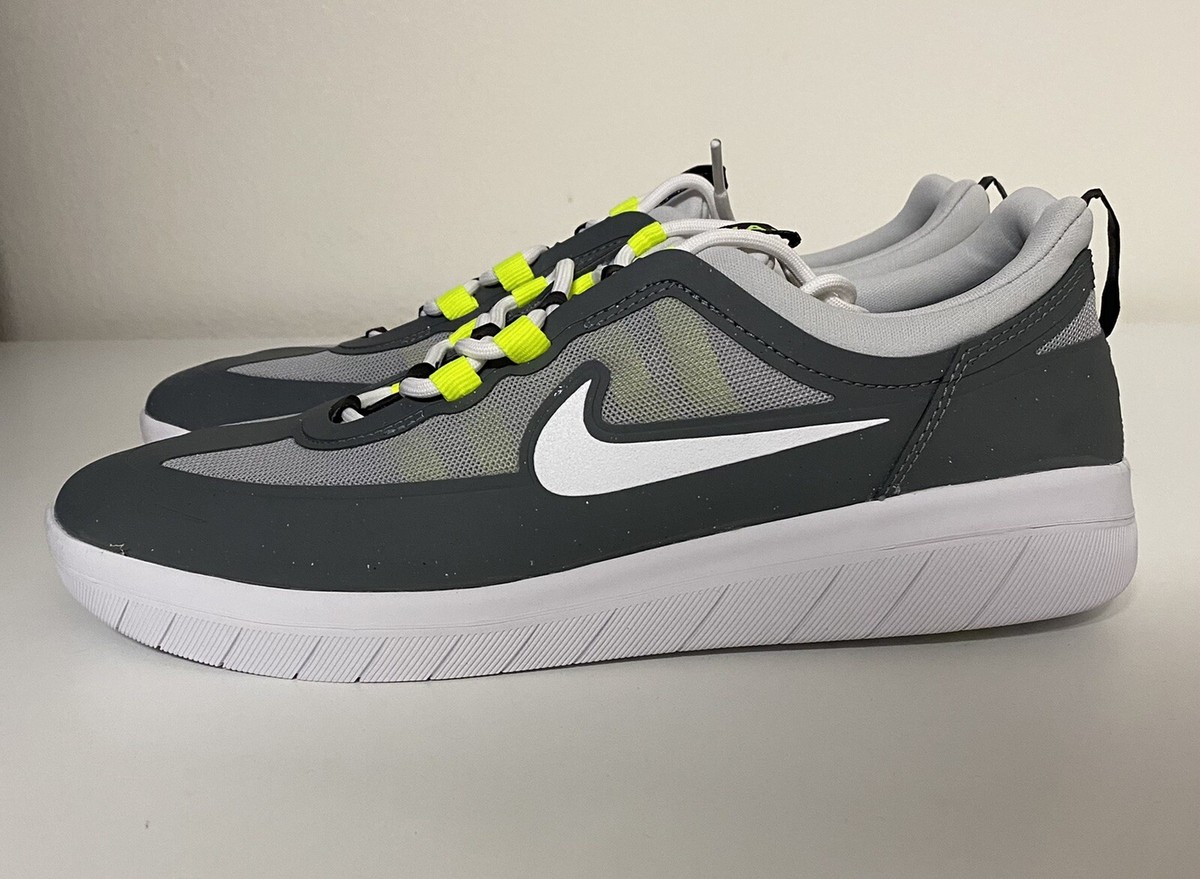 Nike SB Nyjah Free 2 Neon Smoke Grey White Mens Sz 10.5 Nike SB Nyjah Free 2 Neon Smoke Grey White Mens Sz 10.5