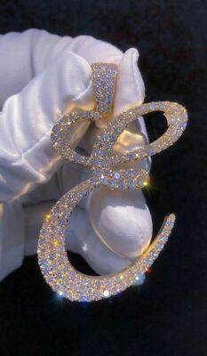 1.50ct Moissanite Initial Letter ''E'' Pendant For Men's 14k Gold Plated Silver