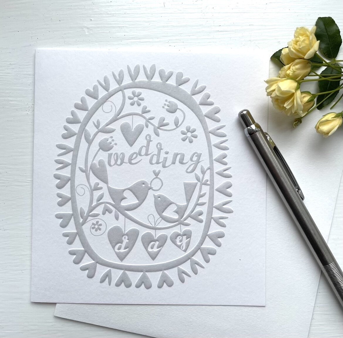 So Pretty! 'Wedding Day' Caroline Gardner Greeting Card with Lovebirds & Heart D